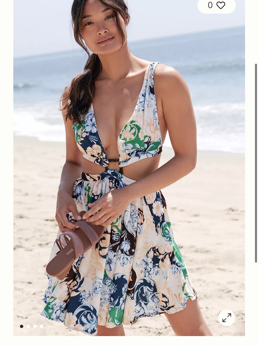 Agua Bendita Gillian Cardumen Mini Dress Cream Blue Boho Floral Cutout Size m - Picture 7 of 15